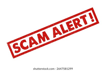 Scam Alerta tinta vermelha carimbo de borracha selo grunge selo empoeirado efeito vintage estilo retro símbolo aviso advertência fraude alerta caso investigação fraude crime informações privadas