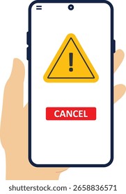 Mensagem vermelha de alerta de fraude na janela do navegador. Rótulo de sinal de fraude isolado no computador da tela. Ilustração vetorial.

