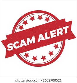Scam Alert round stamp icon grunge distressed style