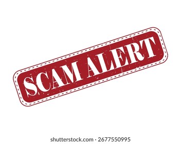 Scam Alert Gummi-Stempel Siegel auf einem Balken