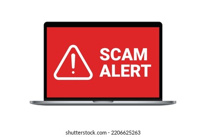 Scam Alert Sign Or Message On Laptop