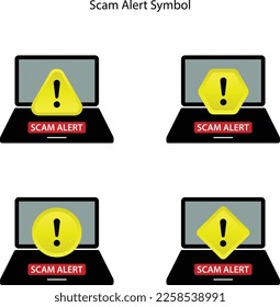 Scam alert sign or symbol. Hacker attack and web security vector concept, phishing scam. Network and internet security. Vector illustration.
