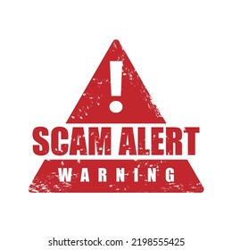 Scam alert stamp with grunge effect for media and documents. Scam alert red Rubber Stamp over a white background. Vector illustration isolated on a white background.