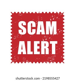 Scam alert stamp with grunge effect for media and documents. Scam alert red Rubber Stamp over a white background. Vector illustration isolated on a white background.