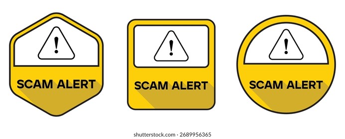 Iconos de la etiqueta de precaución de seguridad de señal de alerta de estafa