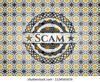 Scam arabic emblem background. Arabesque decoration.