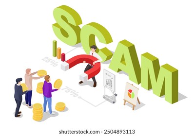 Scam attack, financial trap and phishing, fraud project