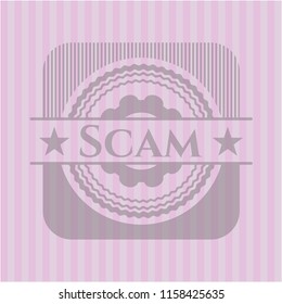 Scam badge with pink background
