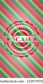 Scam christmas emblem background.