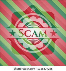 Scam christmas emblem background.