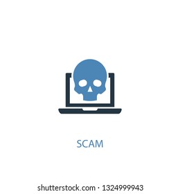 scam concept 2 colored icon. Simple blue element illustration. scam concept symbol design. Can be used for web and mobile UI/UX