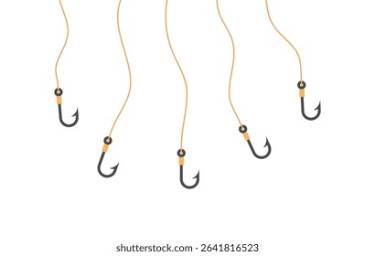 Scam concept. Fishing hooks icons on white background