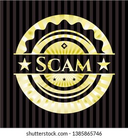 Scam golden badge or emblem. Vector Illustration. Detailed.