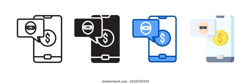 Scam icon set bundle. Multi style icon collection perfect for websites, apps, and presentations. Simple vector icon collection