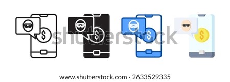 Scam icon set bundle. Multi style icon collection perfect for websites, apps, and presentations. Simple vector icon collection