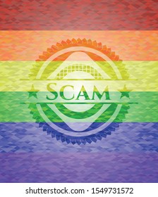 Scam lgbt colors emblem. Vector Illustration. Mosaic.