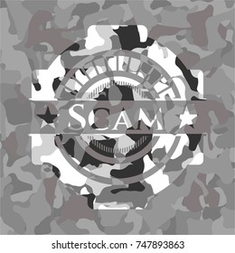Scam on grey camo texture
