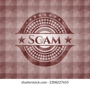 Scam red geometric pattern emblem. Seamless. 