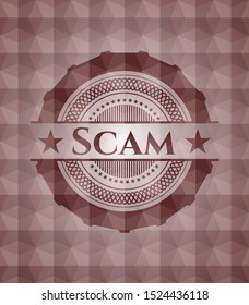 Scam red seamless badge with geometric pattern.