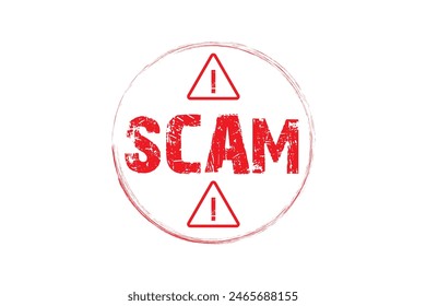 Estafa Estampilla roja Advertencia de fraude Peligro Ilustración de riesgo