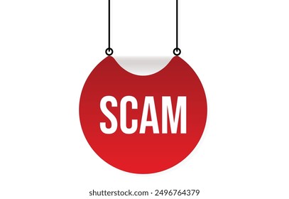 Scam red vector banner illustration isolated on white background