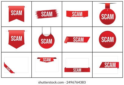 Scam red vector banner illustration isolated on white background