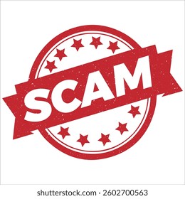 Scam round stamp icon grunge distressed style