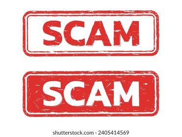 SCAM rubber stamp icon with grunge texture. Vector illustration.