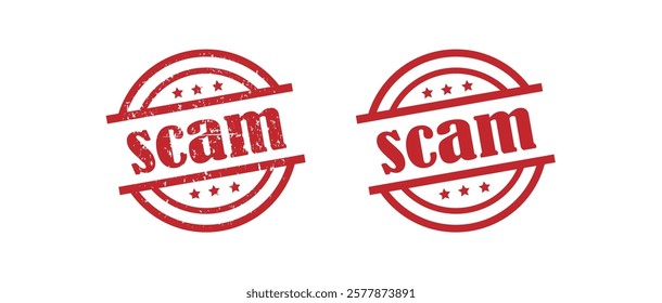 scam rubber stamp of red. scam Rubber Grunge Stamp Seal. Red rubber stamp with text scam, watermark, vector