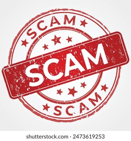 Scam stamp in Grunge Red Shade