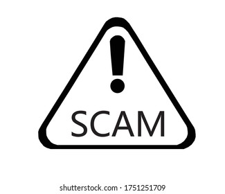 Betrug Dreieck-Zeichen für Symbol einzeln auf Weiß, Betrügereien-Warnschild-Grafik für Spam-E-Mail-Nachrichten und Fehlervirus, Betrügereien-Symbol-Dreieck für Hacker-Symbol-Symbol-Konzept, Vektorgrafik