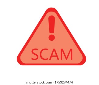 scam triangle sign for icon isolated on white, scam warning sign graphic for spam email message and error virus, scam alert icon triangle for hacking crime technology symbol concept, vector