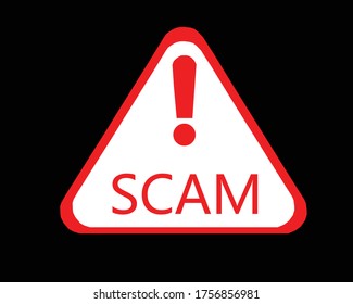 scam triangle sign for icon isolated on white, scam warning sign graphic for spam email message and error virus, scam alert icon triangle for hacking crime technology symbol concept, vector