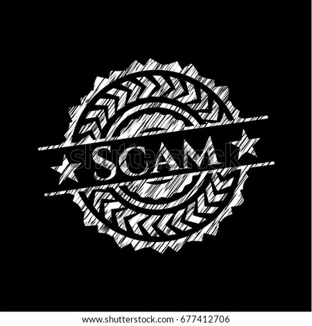 Scam written with chalkboard texture