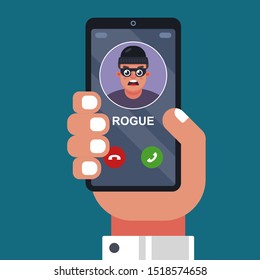 a scammer is calling on a cell phone. extorting money, cheating on the phone. flat vector illustration