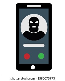 a scammer is calling on a cell phone. extorting money, cheating on the phone.
EPS 10.  
Flat vector illustration  Isolated on white background