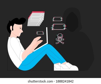 Scammer cheating men vector illustration cartoon flat design modern style 