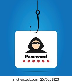 Scammer or Hacker Asking to Enter Password in a Phishing Email. Illegal online activity concept vector art