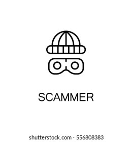 Scammer icon. Single high quality outline symbol for web design or mobile app. Thin line sign for design logo. Black outline pictogram on white background