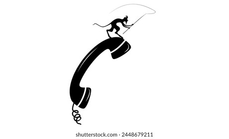 scammer on the phone, black isolated silhouette