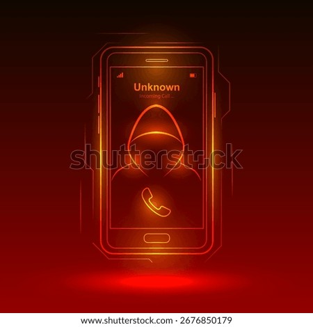 Scammer Phone Call Vector with Smartphone Incoming Caller Screen and Answer Scam Alert Illustration