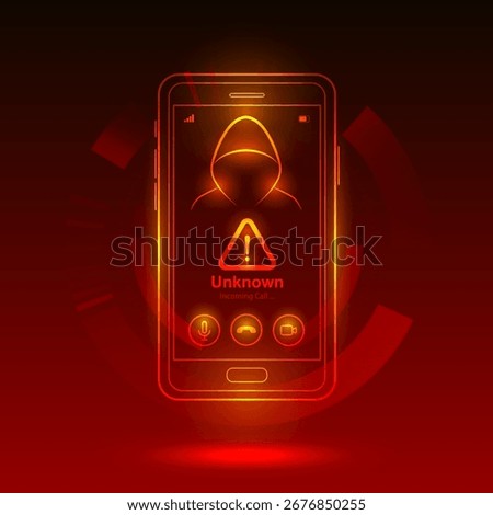 Scammer Phone Call Vector with Smartphone Incoming Caller Screen and Answer Scam Alert Illustration