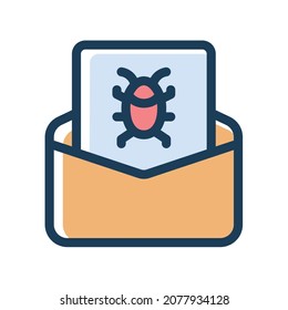 estafa de estafa correo electrónico malware spam icono aislado único con estilo de línea de guiones o guiones