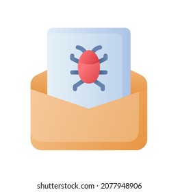 Betrügereien von E-Mail-Malware-Spam, einzelne Ikone mit glattem Stil
