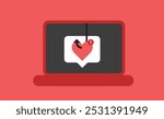 Scamming through virtual online dating illustration, modern day technology scam