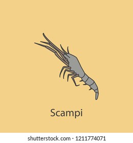 scampi 2 colored line icon. Simple purple and gray element illustration. scampi concept outline symbol design from fish set