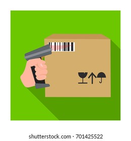Scan the bar code on the box. Logistics and delivery single icon in flat style isometric vector symbol stock illustration web.