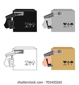 Scan the bar code on the box. Logistics and delivery single icon in cartoon style isometric vector symbol stock illustration web.