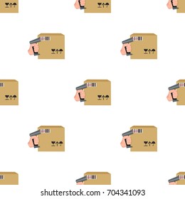 Scan the bar code on the box. Logistics and delivery single icon in cartoon style isometric vector symbol stock illustration web.