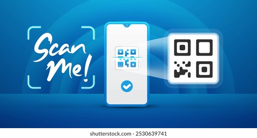 Scan barcode banner on blue background